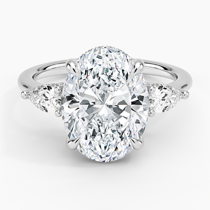 4.50 Oval Kesim Hidden Halo Tasarım Tektaş Laboratuvar Pırlanta Yüzük - Nilora