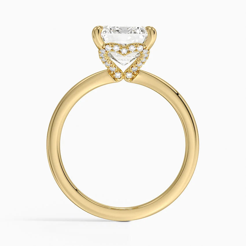 4.15 Emerald Kesim Hidden Halo Tasarım Tektaş Laboratuvar Pırlanta Yüzük - Vilora