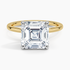 4.10 Karat Asscher Kesim Hidden Halo Tasarım Tektaş Laboratuvar Pırlanta Yüzük 18K  - Elora - Bold Diamonds