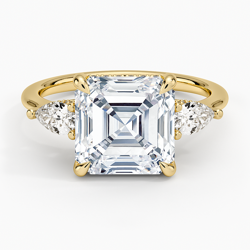 4.50 Asscher Kesim Hidden Halo Tasarım Tektaş Laboratuvar Pırlanta Yüzük - Nilora