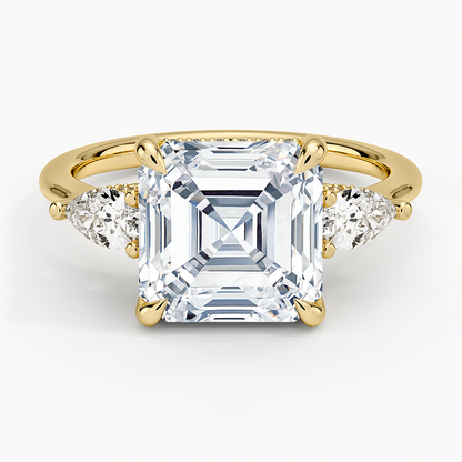 4.50 Asscher Kesim Hidden Halo Tasarım Tektaş Laboratuvar Pırlanta Yüzük - Nilora