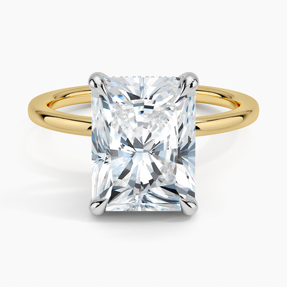 4.10 Karat Radiant Kesim Hidden Halo Tasarım Tektaş Laboratuvar Pırlanta Yüzük 18K  - Elora - Bold Diamonds