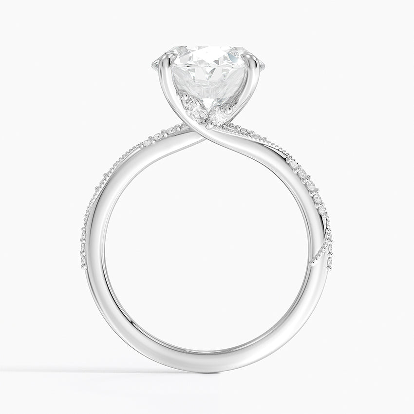 4.25 Karat Oval Kesim Hidden Halo Tasarım Tektaş Laboratuvar Pırlanta Yüzük 18K  - Melora - Bold Diamonds