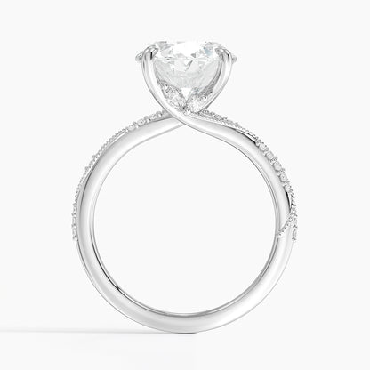 4.25 Karat Oval Kesim Hidden Halo Tasarım Tektaş Laboratuvar Pırlanta Yüzük 18K  - Melora