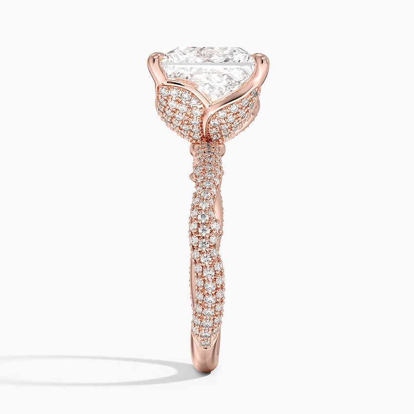 4.75 Karat Prenses Kesim Hidden Halo Tasarım Tektaş Laboratuvar Pırlanta Yüzük - Sorrento