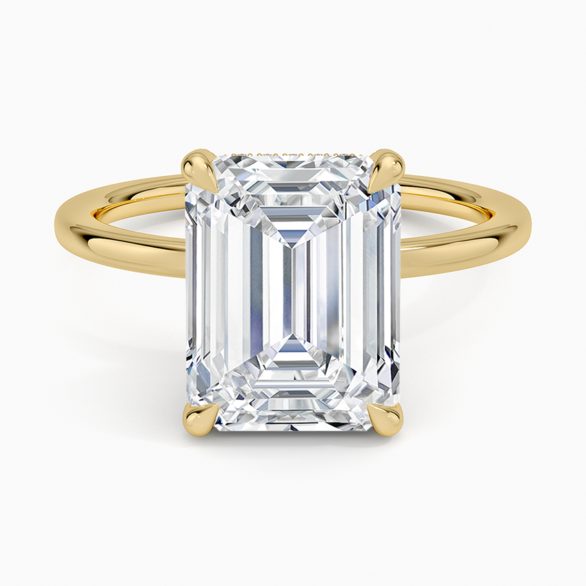4.15 Karat Emerald Kesim Hidden Halo Tasarım Tektaş Laboratuvar Pırlanta Yüzük - Gilora - Bold Diamonds