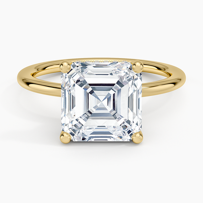 4.10 Asscher Kesim Hidden Halo Tasarım Tektaş Laboratuvar Pırlanta Yüzük - Melara