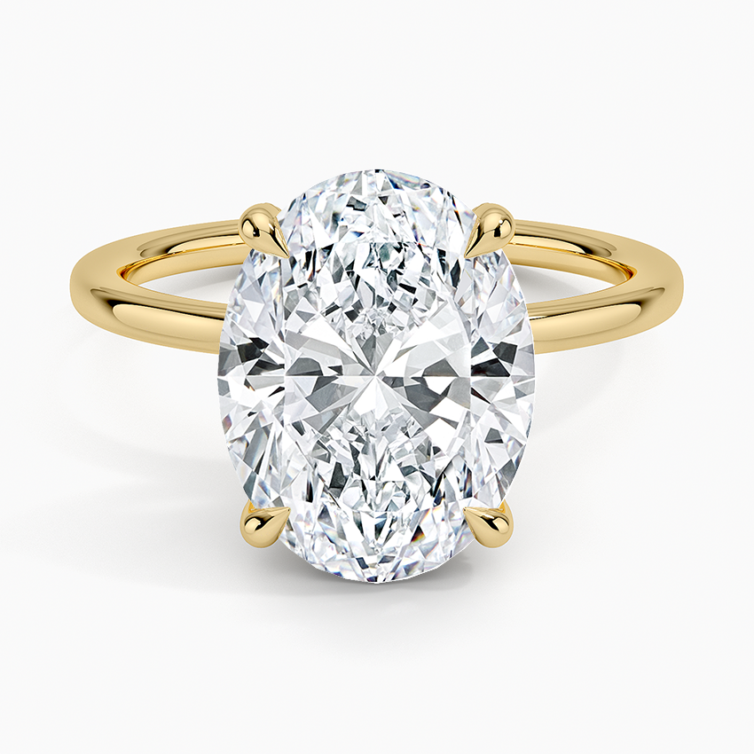 4.15 Karat Oval Kesim Hidden Halo Tasarım Tektaş Laboratuvar Pırlanta Yüzük - Gilora - Bold Diamonds