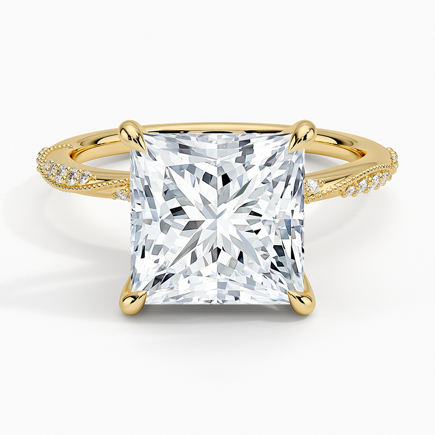 4.25 Karat Prenses Kesim Hidden Halo Tasarım Tektaş Laboratuvar Pırlanta Yüzük 18K  - Melora - Bold Diamonds