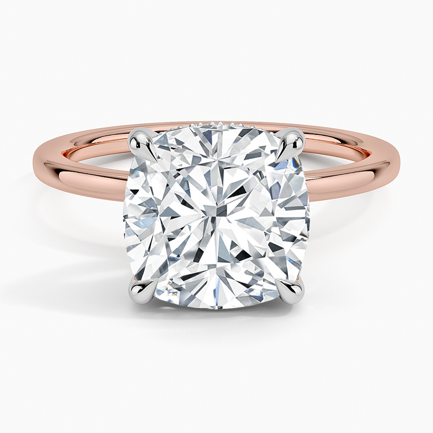 4.10 Karat Cushion Kesim Hidden Halo Tasarım Tektaş Laboratuvar Pırlanta Yüzük 18K  - Elora - Bold Diamonds