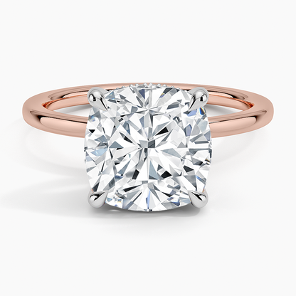 4.10 Karat Cushion Kesim Hidden Halo Tasarım Tektaş Laboratuvar Pırlanta Yüzük 18K  - Elora - Bold Diamonds