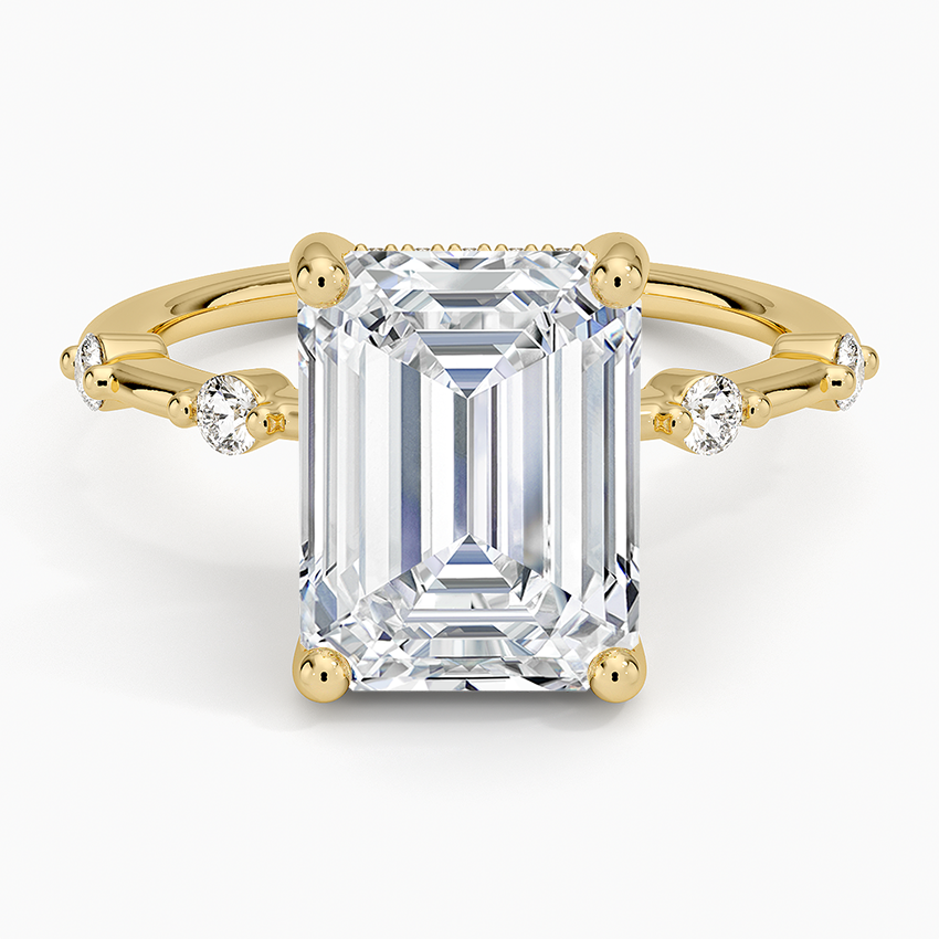 4.20 Karat Emerald Kesim Hidden Halo Tasarım Tektaş Laboratuvar Pırlanta Yüzük - Nice