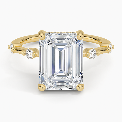 4.20 Emerald Kesim Hidden Halo Tasarım Tektaş Laboratuvar Pırlanta Yüzük - Zelora