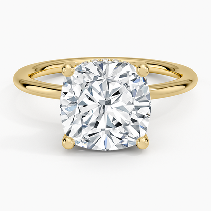 4.10 Cushion Kesim Hidden Halo Tasarım Tektaş Laboratuvar Pırlanta Yüzük - Melara