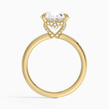 4.15 Oval Kesim Hidden Halo Tasarım Tektaş Laboratuvar Pırlanta Yüzük - Vilora