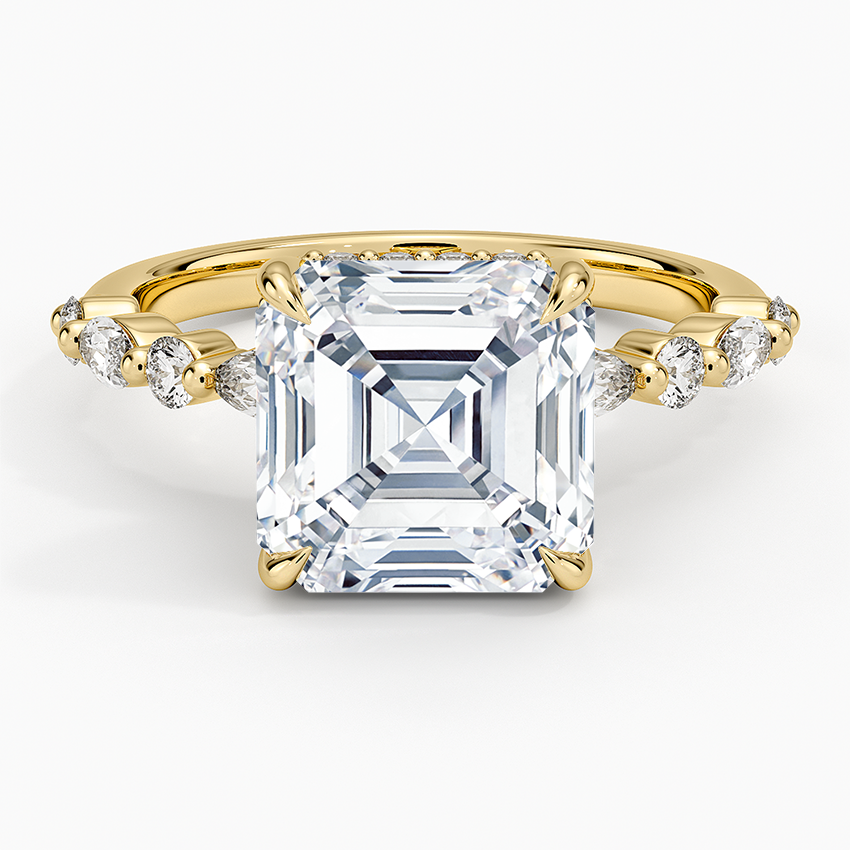 4.50 Karat Asscher Kesim Hidden Halo Tasarım Tektaş Laboratuvar Pırlanta Yüzük - Verona
