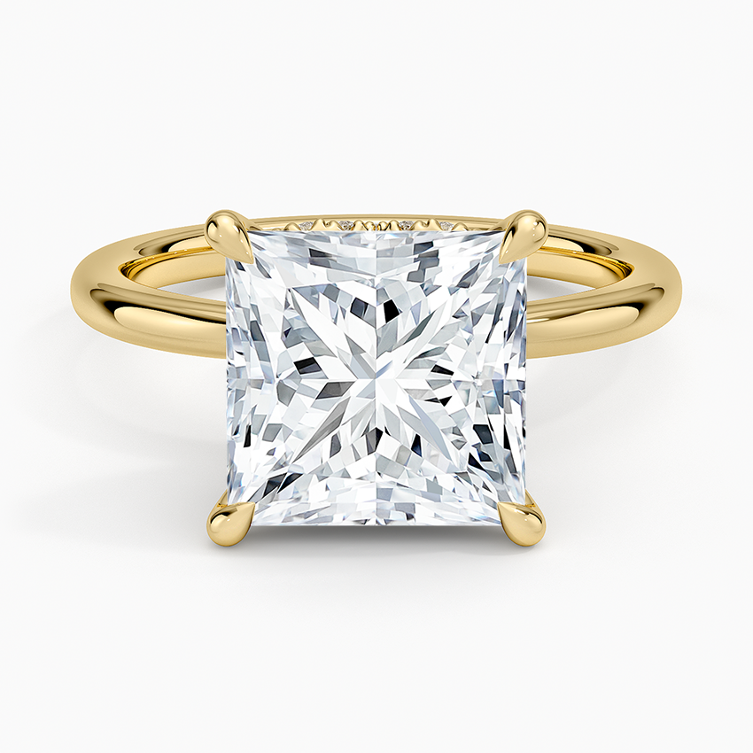 4.15 Prenses Kesim Hidden Halo Tasarım Tektaş Laboratuvar Pırlanta Yüzük - Vilora