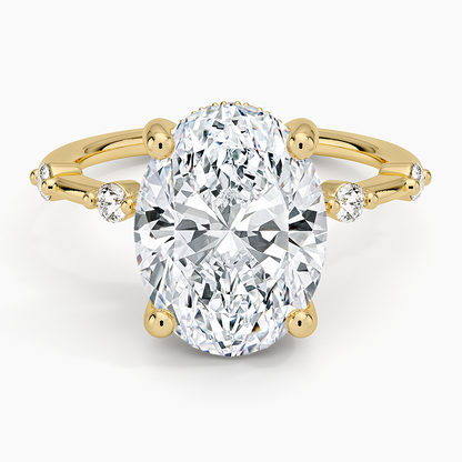 4.20 Oval Kesim Hidden Halo Tasarım Tektaş Laboratuvar Pırlanta Yüzük - Zelora