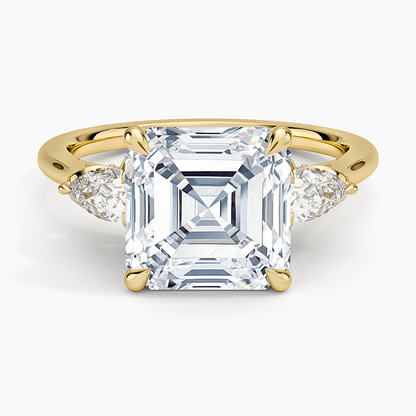 4.75 Karat Asscher Kesim Hidden Halo Tasarım Tektaş Laboratuvar Pırlanta Yüzük 18K - Calora