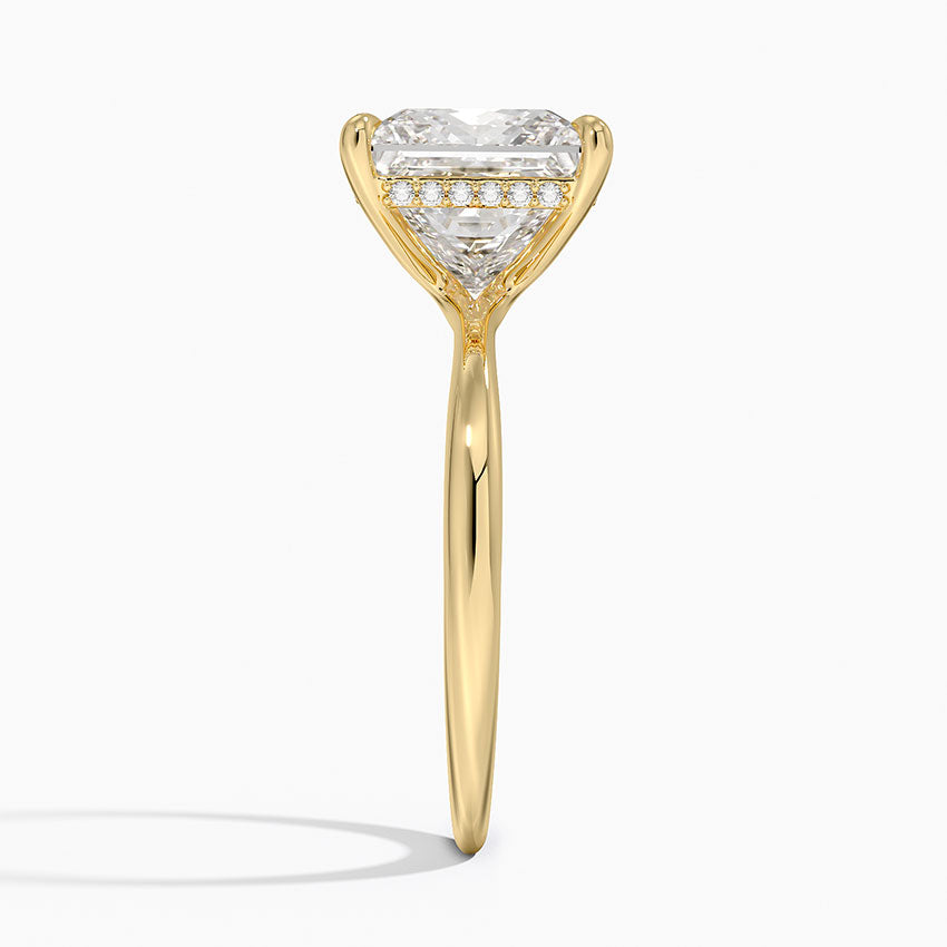 4.10 Karat Prenses Kesim Hidden Halo Tasarım Tektaş Laboratuvar Pırlanta Yüzük 18K  - Alvora - Bold Diamonds