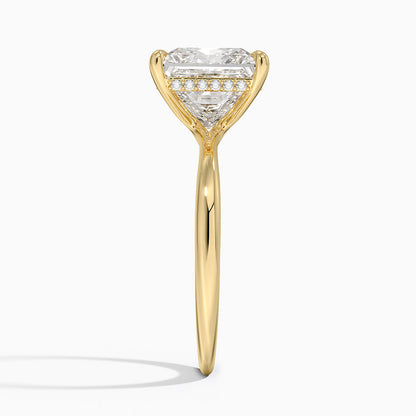 4.10 Karat Prenses Kesim Hidden Halo Tasarım Tektaş Laboratuvar Pırlanta Yüzük 18K  - Alvora - Bold Diamonds