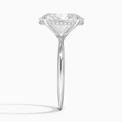 4.10 Karat Oval Kesim Hidden Halo Tasarım Tektaş Laboratuvar Pırlanta Yüzük 18K  - Alvora - Bold Diamonds
