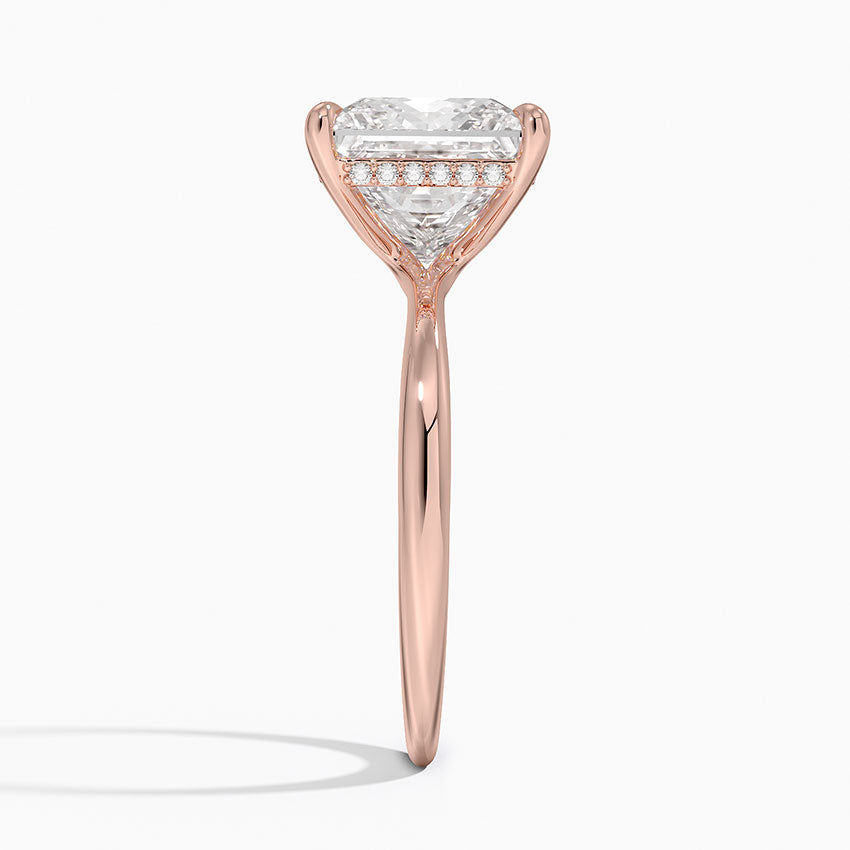 4.10 Karat Prenses Kesim Hidden Halo Tasarım Tektaş Laboratuvar Pırlanta Yüzük 18K  - Alvora - Bold Diamonds