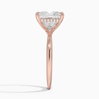 4.10 Karat Prenses Kesim Hidden Halo Tasarım Tektaş Laboratuvar Pırlanta Yüzük 18K  - Alvora - Bold Diamonds