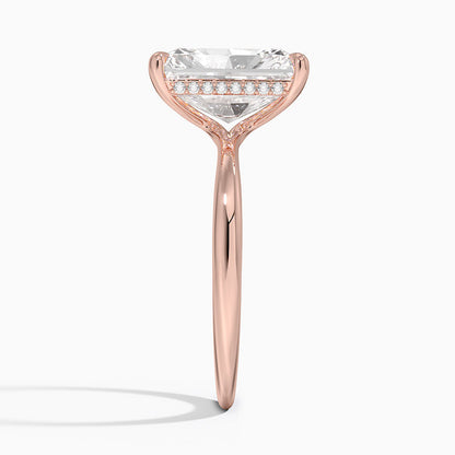 4.10 Karat Radiant Kesim Hidden Halo Tasarım Tektaş Laboratuvar Pırlanta Yüzük 18K  - Alvora - Bold Diamonds
