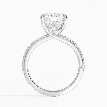 4.25 Karat Cushion Kesim Hidden Halo Tasarım Tektaş Laboratuvar Pırlanta Yüzük 18K  - Melora