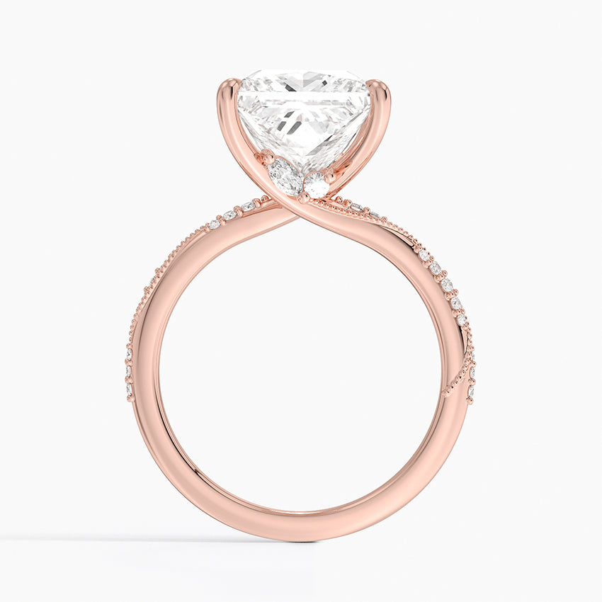4.25 Karat Prenses Kesim Hidden Halo Tasarım Tektaş Laboratuvar Pırlanta Yüzük 18K  - Melora