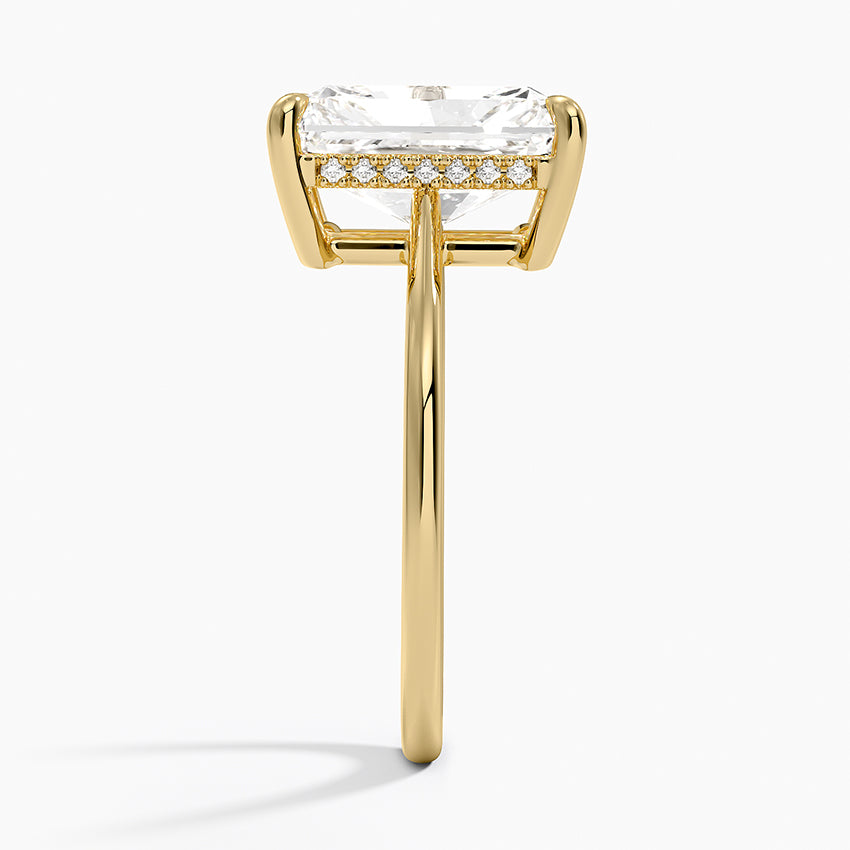 4.10 Karat Radiant Kesim Hidden Halo Tasarım Tektaş Laboratuvar Pırlanta Yüzük - Monaco