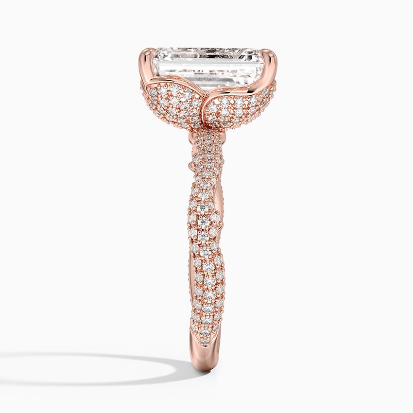 4.75 Karat Emerald Kesim Hidden Halo Tasarım Tektaş Laboratuvar Pırlanta Yüzük - Sorrento