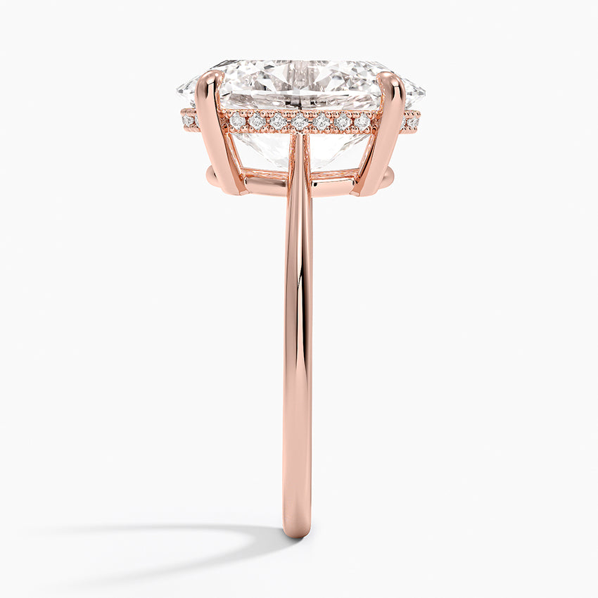 4.10 Oval Kesim Hidden Halo Tasarım Tektaş Laboratuvar Pırlanta Yüzük - Tilora