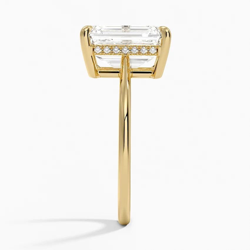 4.10 Emerald Kesim Hidden Halo Tasarım Tektaş Laboratuvar Pırlanta Yüzük - Tilora