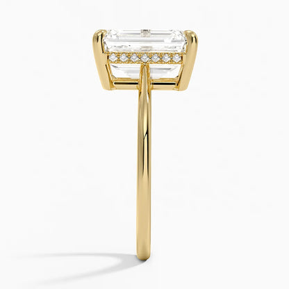 4.10 Emerald Kesim Hidden Halo Tasarım Tektaş Laboratuvar Pırlanta Yüzük - Tilora