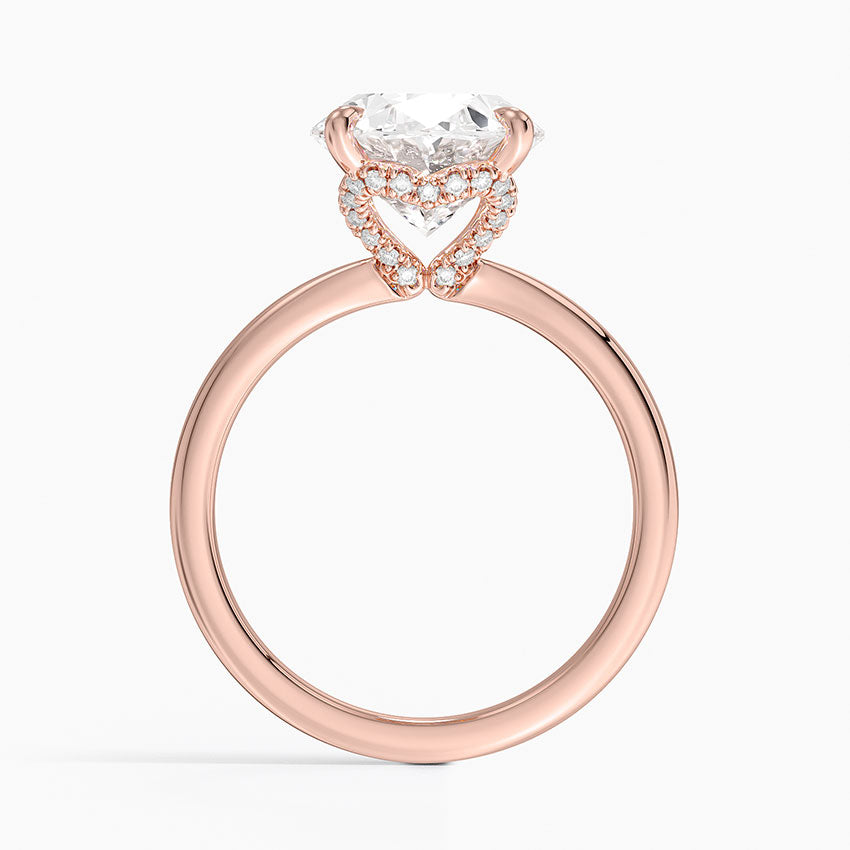 4.15 Oval Kesim Hidden Halo Tasarım Tektaş Laboratuvar Pırlanta Yüzük - Vilora