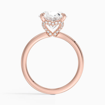 4.15 Oval Kesim Hidden Halo Tasarım Tektaş Laboratuvar Pırlanta Yüzük - Vilora