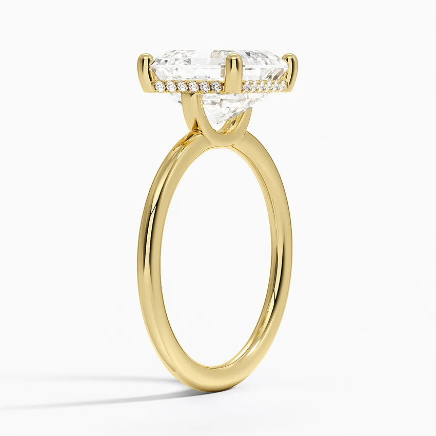 4.10 Karat Asscher Kesim Hidden Halo Tasarım Tektaş Laboratuvar Pırlanta Yüzük - Lucerne