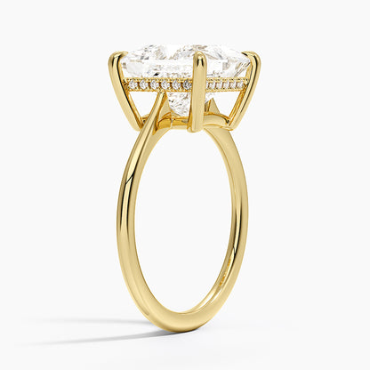 4.10 Prenses Kesim Hidden Halo Tasarım Tektaş Laboratuvar Pırlanta Yüzük - Tilora