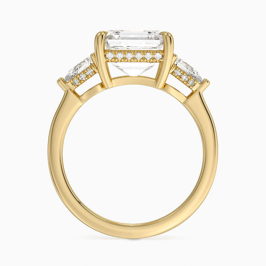 4.50 Asscher Kesim Hidden Halo Tasarım Tektaş Laboratuvar Pırlanta Yüzük - Nilora