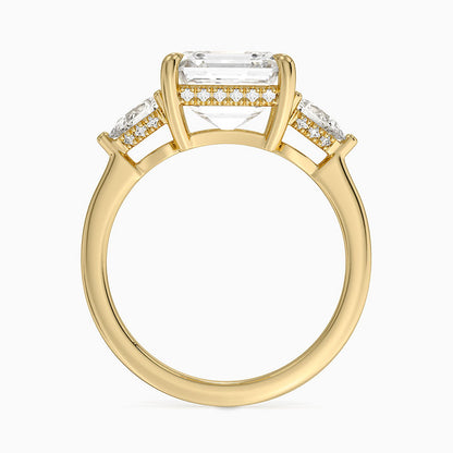 4.50 Asscher Kesim Hidden Halo Tasarım Tektaş Laboratuvar Pırlanta Yüzük - Nilora