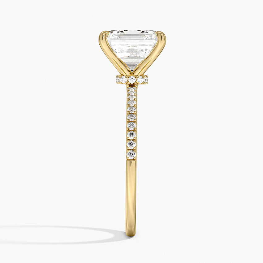 4.25 Karat Asscher Kesim Hidden Halo Tasarım Tektaş Laboratuvar Pırlanta Yüzük - Filora - Bold Diamonds