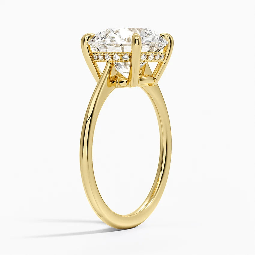 4.10 Karat Yuvarlak Kesim Hidden Halo Tasarım Tektaş Laboratuvar Pırlanta Yüzük - Monaco - Bold Diamonds