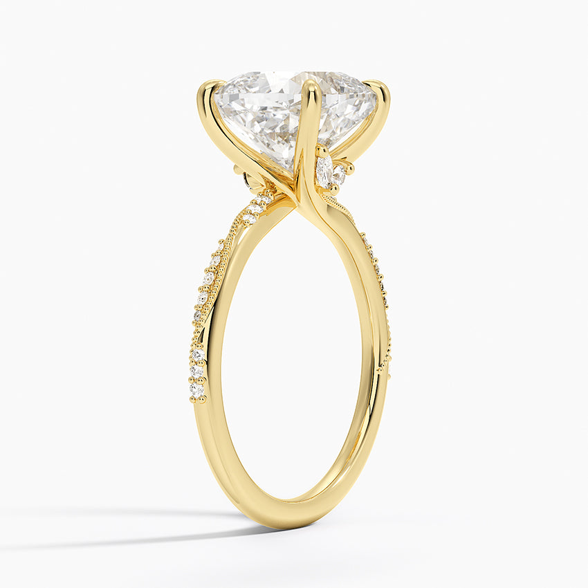 4.25 Karat Cushion Kesim Hidden Halo Tasarım Tektaş Laboratuvar Pırlanta Yüzük 18K  - Melora - Bold Diamonds