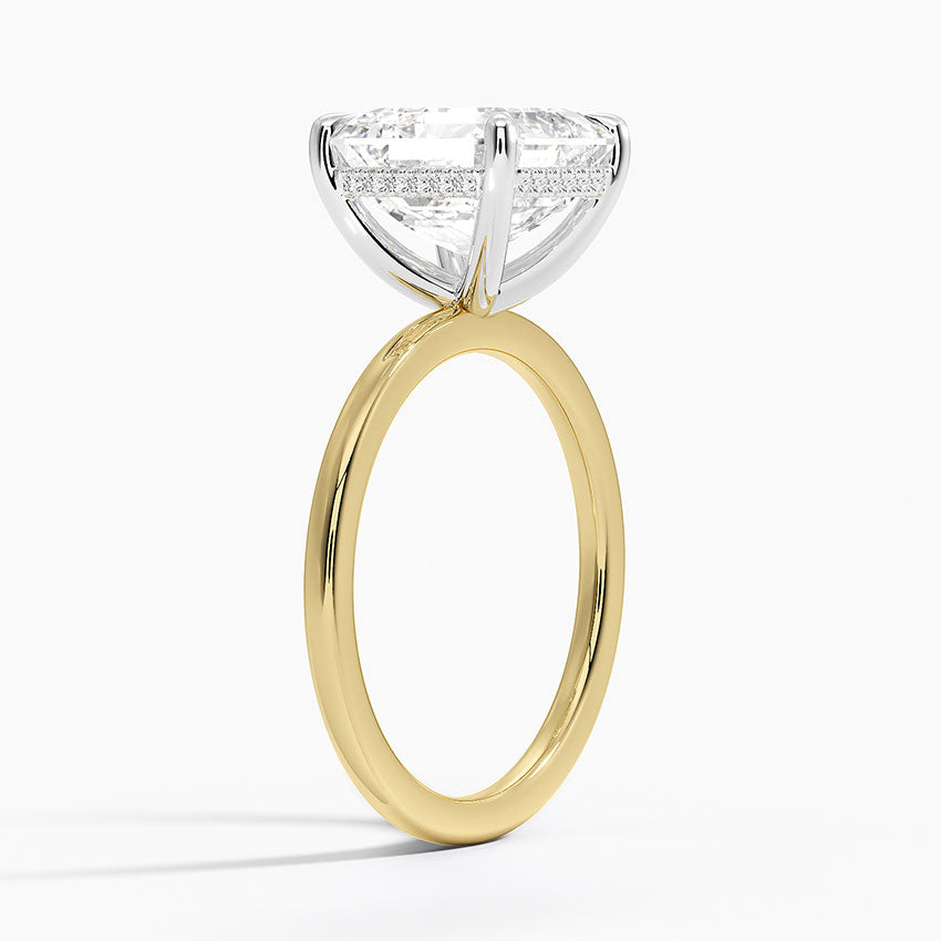 4.10 Karat Asscher Kesim Hidden Halo Tasarım Tektaş Laboratuvar Pırlanta Yüzük 18K  - Elora