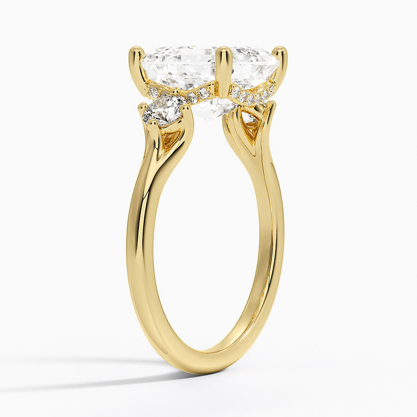 4.50 Asscher Kesim Hidden Halo Tasarım Tektaş Laboratuvar Pırlanta Yüzük 18K - Milora