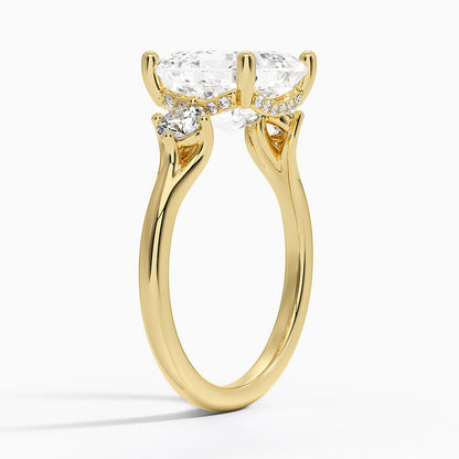 4.50 Asscher Kesim Hidden Halo Tasarım Tektaş Laboratuvar Pırlanta Yüzük 18K - Milora