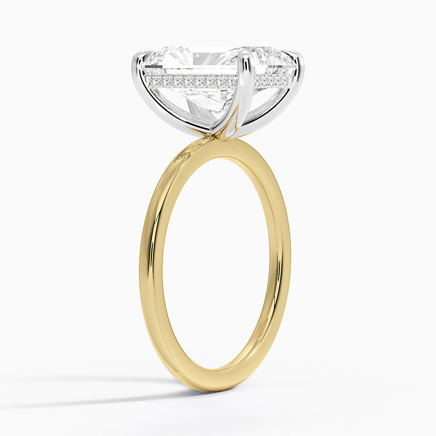 4.10 Karat Radiant Kesim Hidden Halo Tasarım Tektaş Laboratuvar Pırlanta Yüzük 18K  - Elora - Bold Diamonds