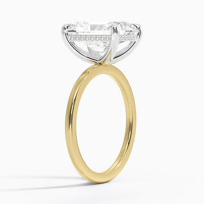 4.10 Karat Radiant Kesim Hidden Halo Tasarım Tektaş Laboratuvar Pırlanta Yüzük 18K  - Elora - Bold Diamonds